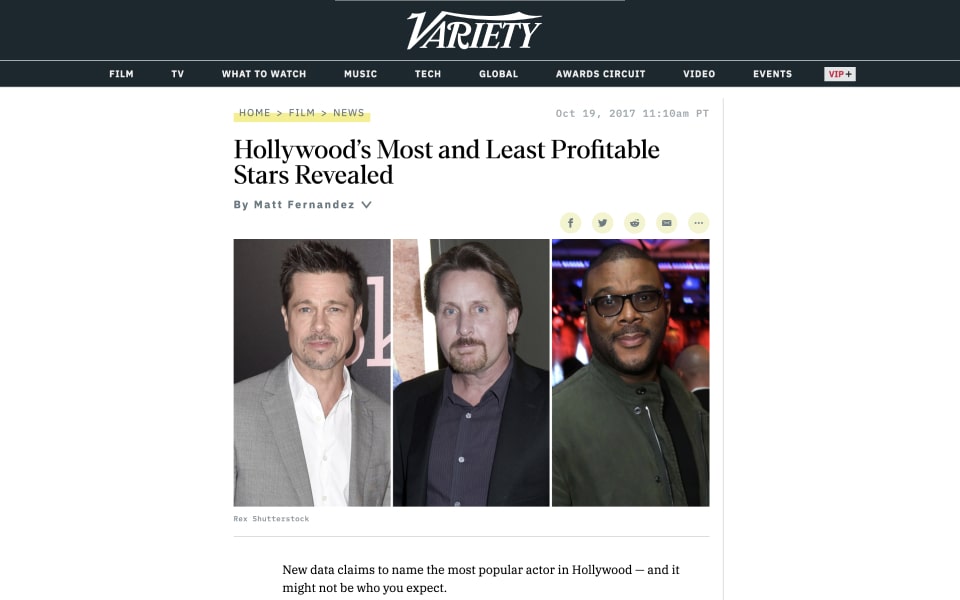 Variety article